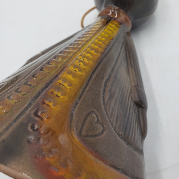 Vtg Pacific Stoneware Jean Ellsworth Queen Of Hearts Clay Bell Wind Chime Brown - Picture 9 of 12